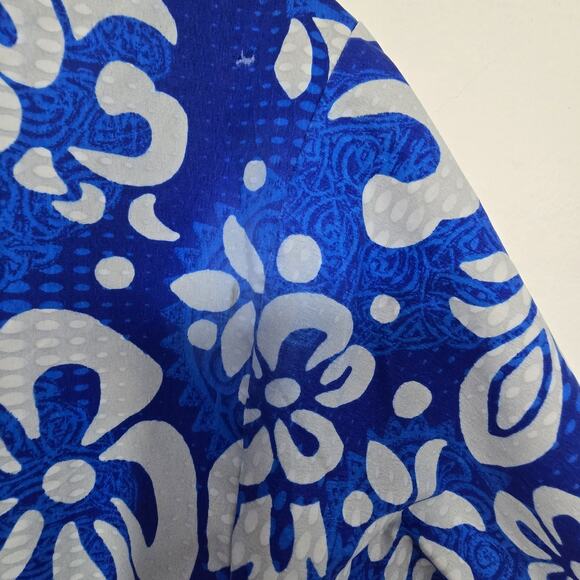 Pointzero Tropical Hawaiian Mens Shirt Large Blue With Flowers - Picture 8 of 10